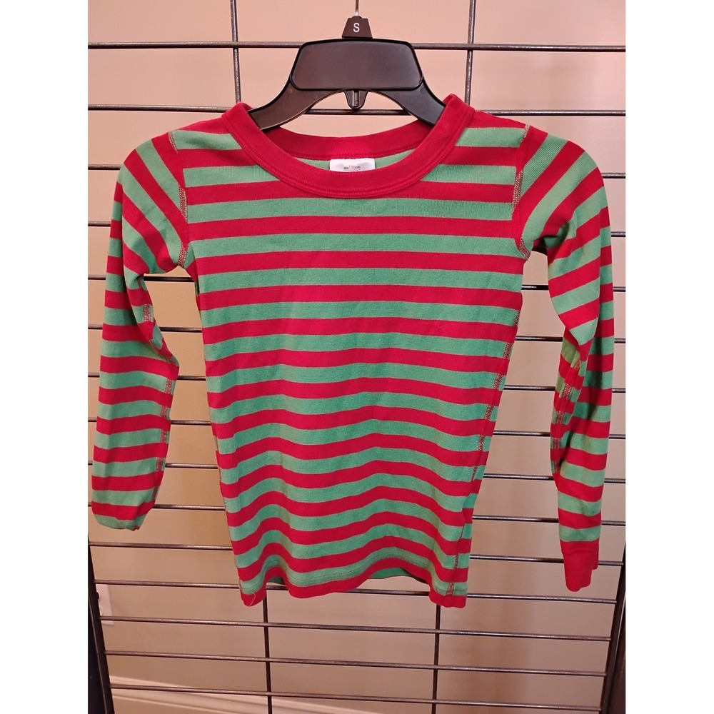 Hanna Andersson Kids Red Green Striped Organic Cotton Pajama Top Size 8 130cm